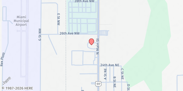 Map showing Sacred Heart Catholic Church at 2515 N. Main St., Miami, OK