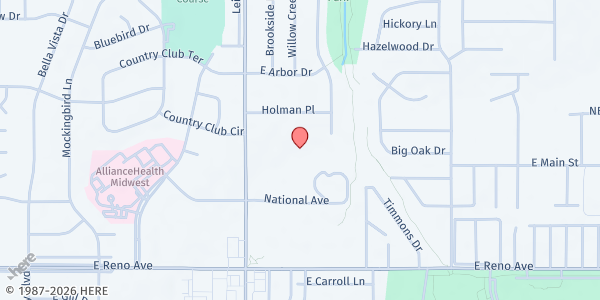 Map showing Mid-Del Food Pantry at 322 N. Midwest Blvd., Midwest City, OK