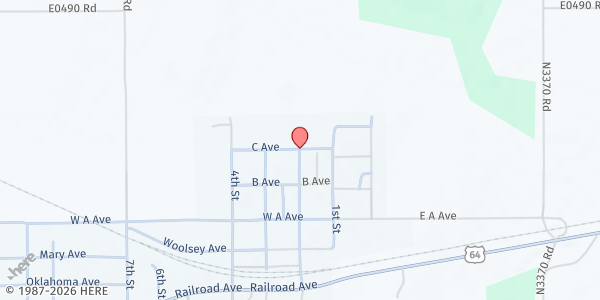 Map showing Hilltop Food Pantry at 312 2nd St, Morrison, OK