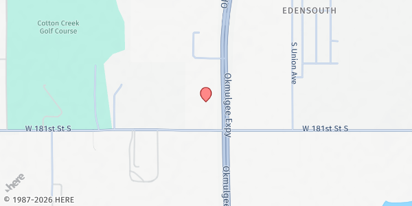 Map showing Triumph Worship Center at 2125 W 181st Str, Mounds, OK