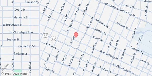 Map showing Catholic Charities / Muskogee at 1220 W. Broadway St., Muskogee, OK
