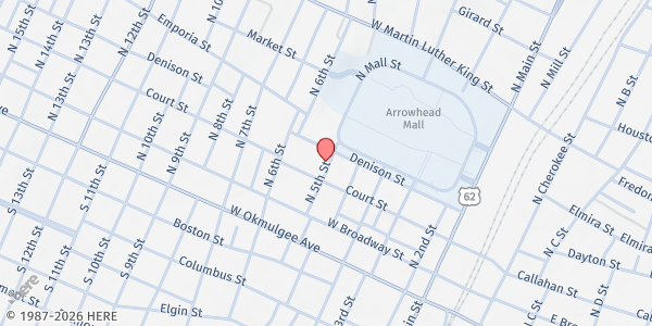 Map showing KI BOIS CAF Muskogee County Office at 315 N. 5th St., Muskogee, OK