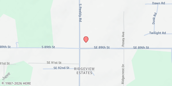 Map showing New Life Baptist Church at 8900 S Peebly Rd, Newalla, OK