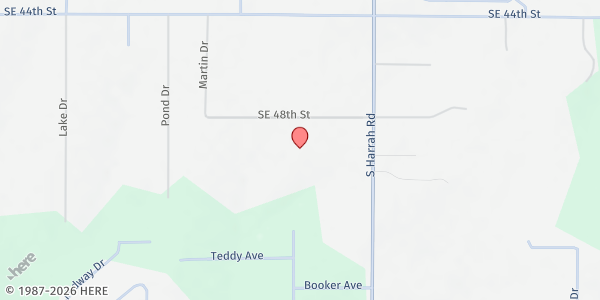 Map showing Serving Our Neighbors at 6001 S Harrah Rd, Newalla, OK