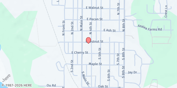 Map showing First Baptist Church of Noble at 330 E Chestnut St, Noble, OK