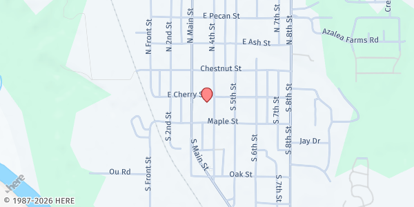 Map showing First Baptist Church of Noble at 330 E Chestnut St, Noble, OK