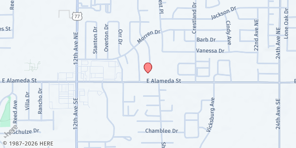 Map showing Alameda Baptist Church at 1503 E Alameda St, Norman, OK