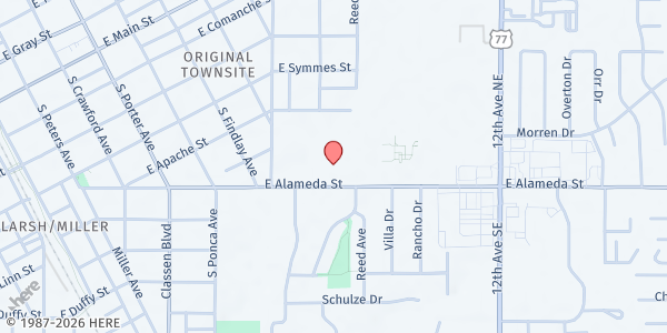 Map showing Alameda Church of Christ at 801 E Alameda St, Norman, OK
