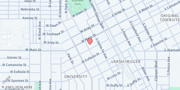 Map showing First Baptist Church Norman at 211 W. Comanche St., Norman, OK