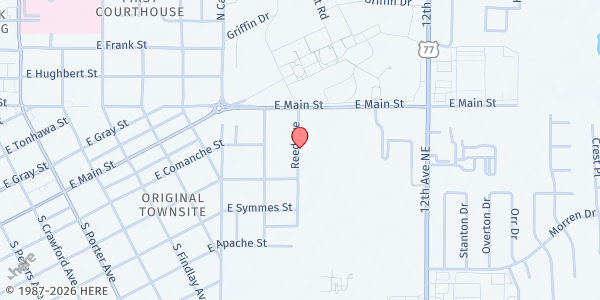 Map showing Food and Shelter at 201 Reed Ave, Norman, OK