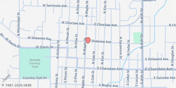Map showing Nowata Senior Citizens Center at 238 N. Maple St., Nowata, OK