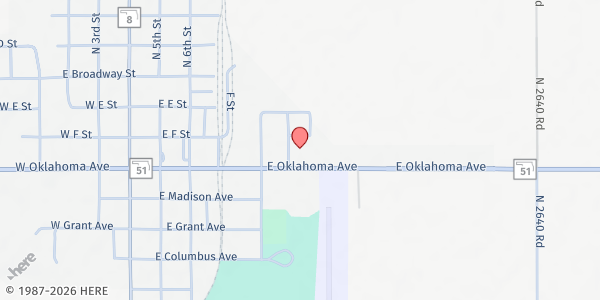 Map showing Northwest Revival Center at 101 Naylor St, Okeene, OK