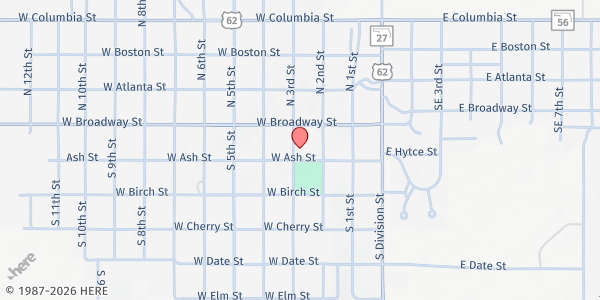 Map showing New Age Project of Okemah at 124 S 3rd St, Okemah, OK