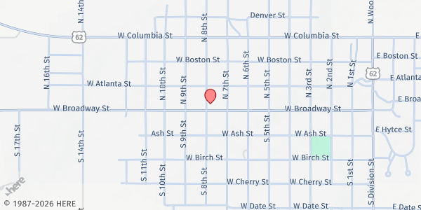 Map showing Saint Teresa Catholic Church at 718 W. Broadway St., Okemah, OK