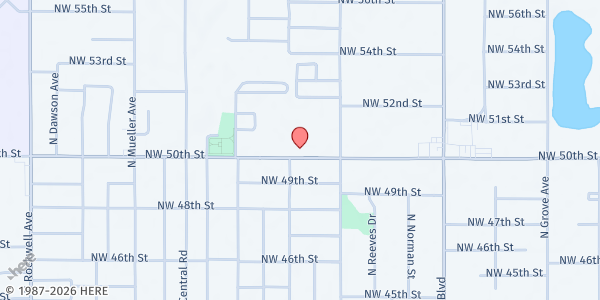 Map showing 50th Street Church of Christ at 6035 NW 50th St., Oklahoma City, OK