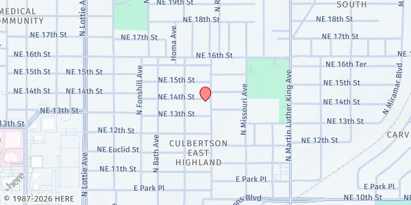 Map showing Avery Chapel AME Church at 1425 N. Kelham Ave., Oklahoma City, OK