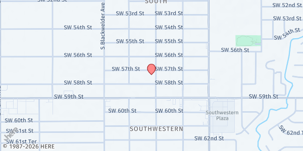 Map showing Bible Methodist Church at 5801 S. Douglas Ave., Oklahoma City, OK