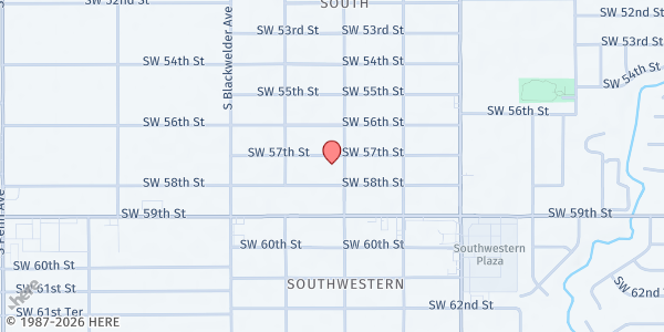 Map showing Bible Methodist Church at 5801 S. Douglas Ave., Oklahoma City, OK