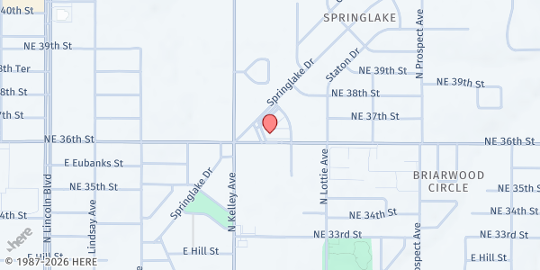 Map showing Bonnie's Helping Hands at 1031 NE 36th St., Oklahoma City, OK