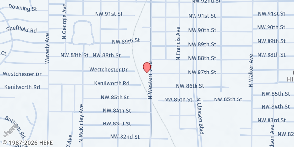 Map showing BritVil Community Food Pantry at 8717 N Western Ave, Oklahoma City, OK