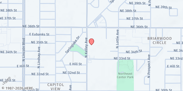 Map showing Church of the Living God at 3520 N. Kelley Ave., Oklahoma City, OK