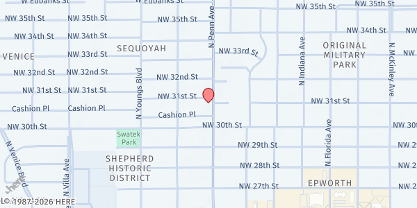Map showing Church of the Open Arms at 3131 N. Pennsylvania Ave., Oklahoma City, OK