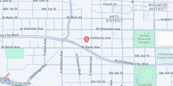 Map showing City Rescue Mission at 800 W. California Ave., Oklahoma City, OK