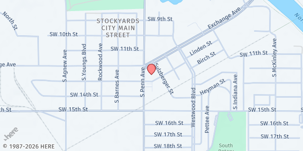 Map showing Exchange Ave Baptist Church at 1312 S Pennsylvania Ave, Oklahoma City, OK