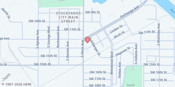 Map showing Exchange Avenue Baptist Church at 1312 S. Pennsylvania Ave., Oklahoma City, OK