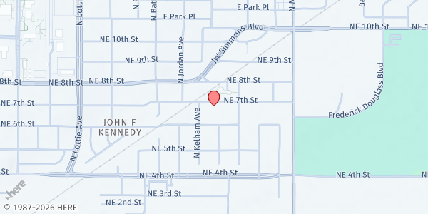Map showing Fairview Baptist Church at 1700 NE 7th St., Oklahoma City, OK