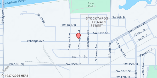 Map showing Grace Rescue Mission at 2205 Exchange Ave., Oklahoma City, OK