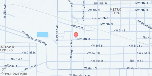 Map showing Homeless Alliance Day Shelter at 1729 NW 4th St., Oklahoma City, OK