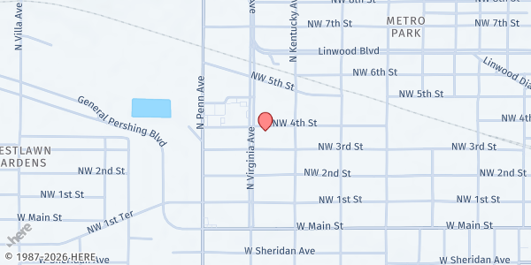 Map showing Homeless Alliance Day Shelter at 1729 NW 4th St., Oklahoma City, OK