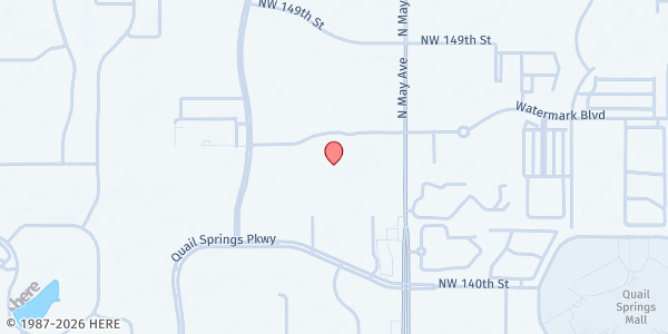 Map showing Iglesia Bautista Central Food Pantry at 14401 N. May Ave., Oklahoma City, OK