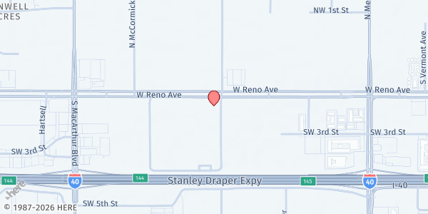 Map showing Indian Clinic - OKC County Health Dept. Mobile Market at 5208 W. Reno Ave., Oklahoma City, OK