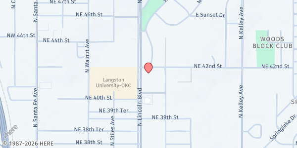 Map showing Infant Crisis Services at 4224 N. Lincoln Blvd., Oklahoma City, OK