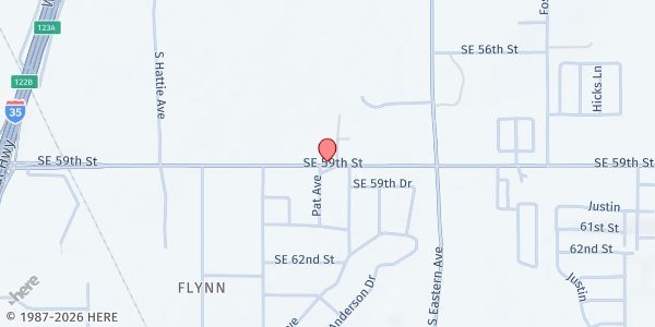 Map showing Joe's Addiction Coffee Shop at 1725 SE 59th St., Oklahoma City, OK