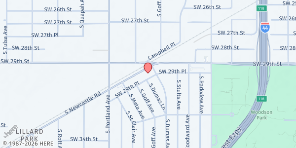 Map showing Light and Salvation Church at 3508 Newcastle Rd., Oklahoma City, OK
