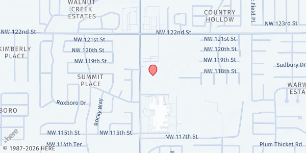 Map showing New Covenant Christian Food Pantry at 12000 N Rockwell Ave, Oklahoma City, OK