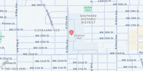 Map showing OKC County Health Dept. Mobile Market - Shepherd Mall at 2401 NW 23rd St., Oklahoma City, OK