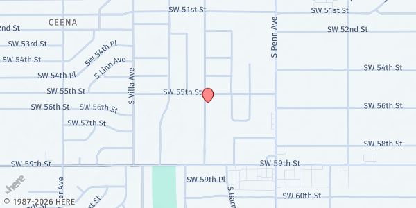 Map showing OKC Dream Center at 2212 SW 55th St, Oklahoma City, OK