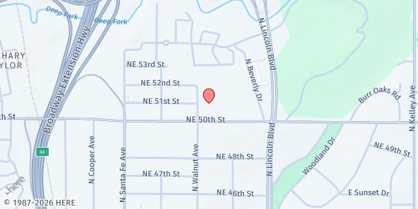 Map showing Pivot at 201 NE 50th St, Oklahoma City, OK