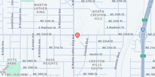 Map showing Ralph Ellison Library at 2000 NE 23rd St., Oklahoma City, OK