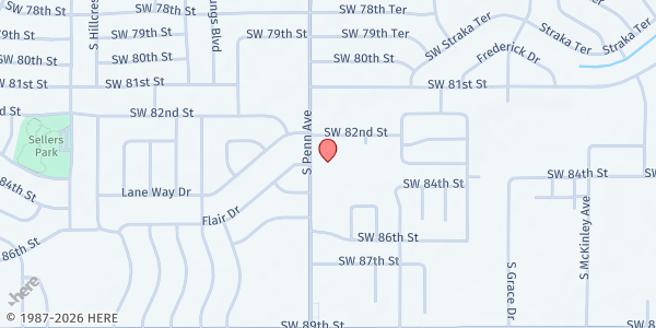Map showing Saint James Episcopal Church at 8400 S Pennsylvania Ave, Oklahoma City, OK