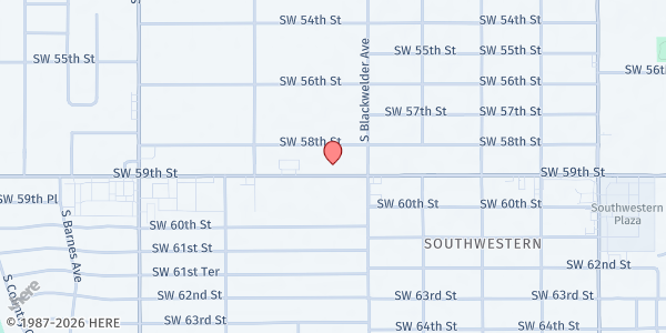 Map showing Saint James Food Bank at 1331 SW 59th St, Oklahoma City, OK