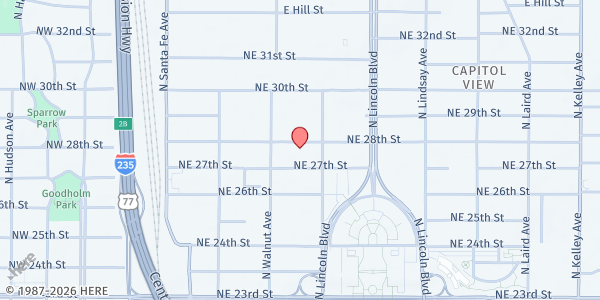 Map showing Springing Families Forward - Food Pantry at 310 NE 28th St. #206, Oklahoma City, OK