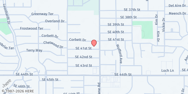 Map showing Sunnylane Family Church at 4221 SE 41st St., Oklahoma City, OK