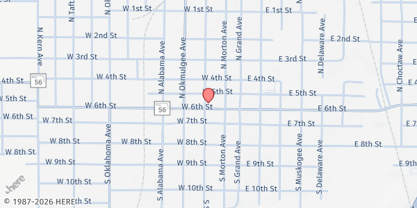 Map showing Deep Fork Community Action Foundation at 223 W 6th Street, Okmulgee, OK