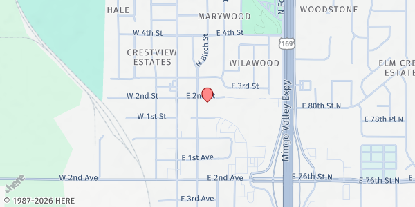 Map showing Owasso Community Resources at 109 N Birch St SUITE 109, Owasso, OK