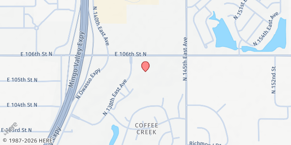 Map showing Owasso First Methodist Church at 13800 E. 106th St. N., Owasso, OK